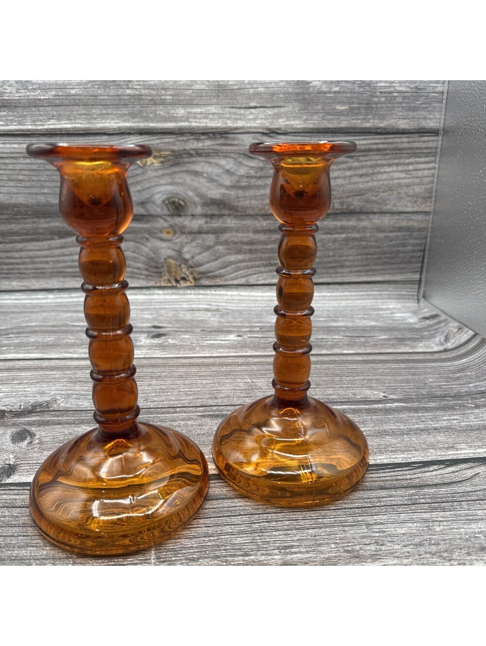Cambridge Glass Company #1595 Vintage Candlestick Holders Autumn Coastal